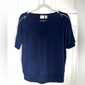 Chico's Blue Boxy Short Sleeve Tee